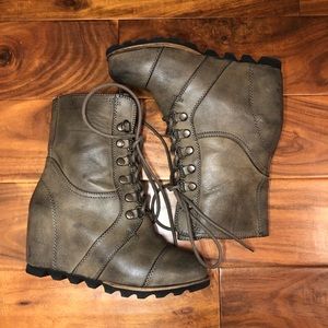 Wedge Lace Up Boots
